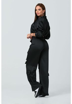Pantalón Cargo Satinado Negro - Trucco's