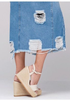 Falda Midi Color Azul Medio Marca Trucco's