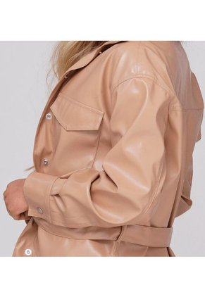 Chaqueta Clásica Efecto Cuero Color Café Claro Trucco's