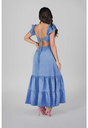 Vestido Largo Disponible En Varios Colores Marca Trucco's-Azul