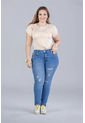 Jean Tiro Alto Bota Recta Azul Medio - Trucco's Plus Size de Trucco's Jeans