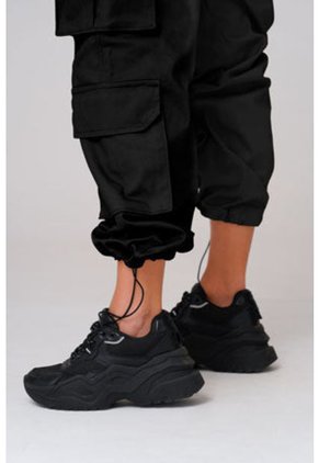 Pantalón Tiro Alto Tipo Cargo Negro - Trucco's