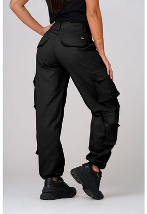 Pantalón Tiro Alto Tipo Cargo Negro - Trucco's