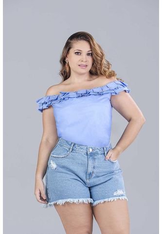 Trucco s Jeans Blusa Bolero Cuello Bandeja Plus Size Para