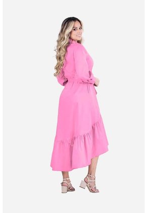 Vestido Largo Con Cinturón Para Dama – Trucco’s Jeans-Fucsia