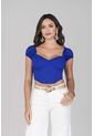 Crop Top Manga Corta Color Azul Rey Marca Trucco's de Trucco's Jeans