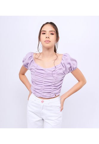 Blusa Para Mujer Fruncida Manga Corta Typer Typer