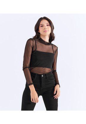 Blusa Manga Larga Para Mujer Cuello Alto Typer