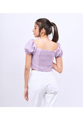 Blusa Para Mujer Fruncida Manga Corta Typer