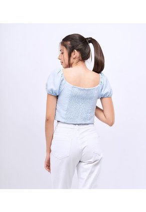 Blusa Para Mujer Fruncida Manga Corta Typer