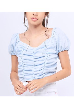 Blusa Para Mujer Fruncida Manga Corta Typer