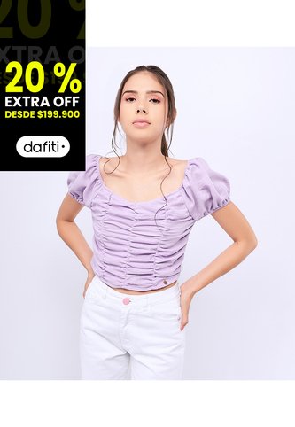 Blusa Para Mujer Fruncida Manga Corta Typer Typer