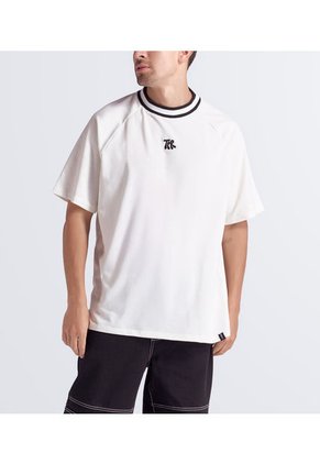 Camiseta Oversise Bordada Con Cuello Tejido Typer