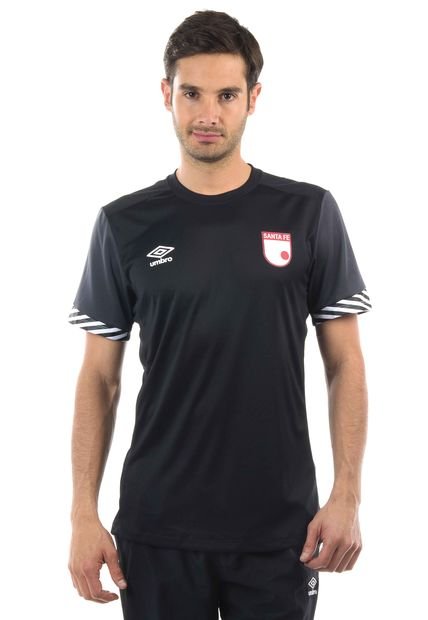 Camiseta Negro-Gris-Blanco UMBRO Santa Fe Pro Training S/S Jersey