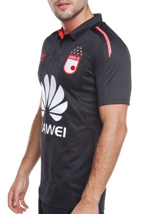 Camiseta Independiente Santa Fe Polo Negra-Roja UMBRO Sf Away S/s Jersey Spon