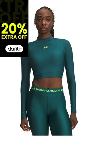 Camiseta Mujer UNDER ARMOUR HEATGER CROP MOCK LS Verde Under Armour Under Armour