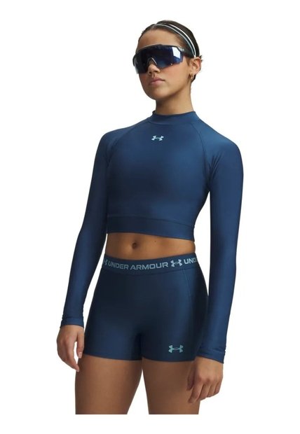Camiseta Mujer UNDER ARMOUR HEATGER CROP MOCK LS Azul Under Armour