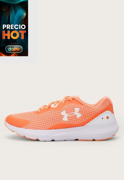 Tenis Running Naranja-Blanco UNDER ARMOUR Surge 3