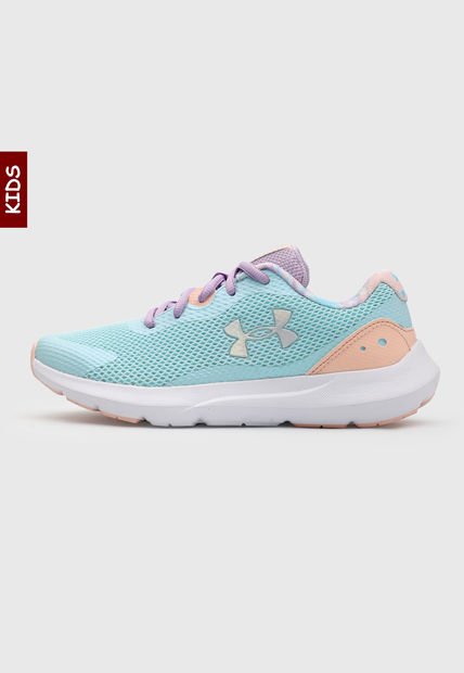 Tenis Running Aguamarina-Blanco-Lila UNDER ARMOUR KIDS  Surge 3