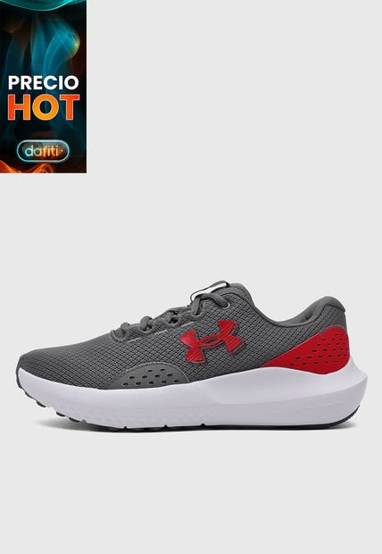 Tenis Running Gris-Rojo-Blanco UNDER ARMOUR Surge 4