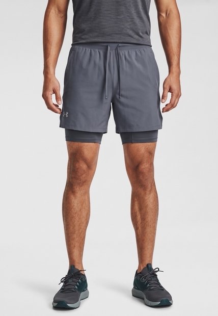 Pantaloneta Running UNDER ARMOUR Launch 2 en 1 Gris