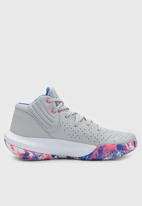 Tenis Basketball Gris-Blanco-Azul-Rosa Neón UNDER ARMOUR Jet '21