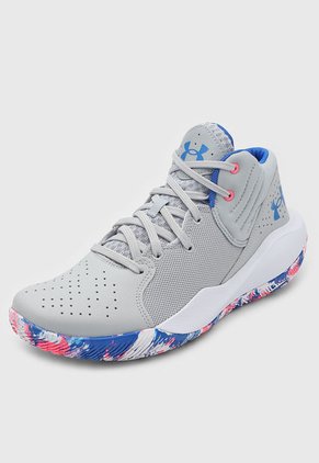 Tenis Basketball Gris-Blanco-Azul-Rosa Neón UNDER ARMOUR Jet '21
