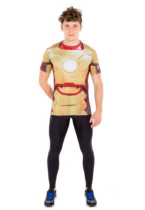 Camiseta Under Armour Iron Man 2 Compression Ss Dorado-Rojo