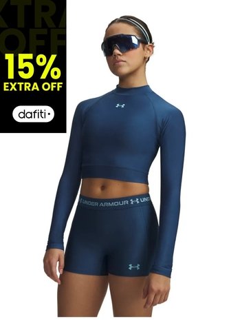 Camiseta Mujer UNDER ARMOUR HEATGER CROP MOCK LS Azul Under Armour Under Armour
