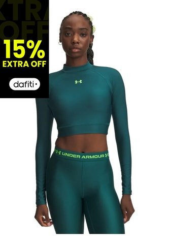 Camiseta Mujer UNDER ARMOUR HEATGER CROP MOCK LS Verde Under Armour Under Armour