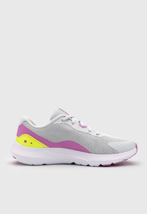 Tenis Running Gris-Violeta-Amarillo Neón UNDER ARMOUR KIDS  CGS Surge 3