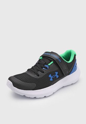 Tenis Running Negro-Azul-Verde Neón UNDER ARMOUR KIDS BPS Surge 3