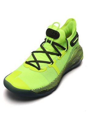 Tenis Deportivos Basquet Under Armour UA CURRY 6 Amarillo Negro