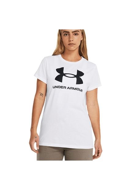 Camiseta Under Armour Sportstyle Grap Mujer-Blanco