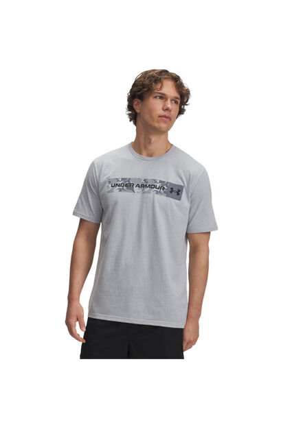 Camiseta Hombre Under Armour CAMO CHEST STRIPE SS Gris Under Armour