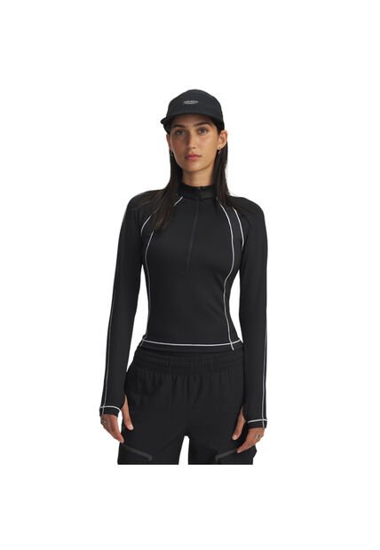 Camiseta De Compresión Manga Larga Mujer Under Armour CG TEXTURED 1/2 ZIP Negro Under Armour