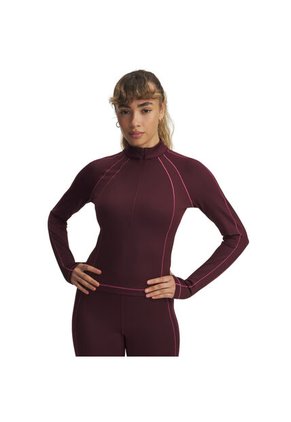 Camiseta De Compresión Manga Larga Mujer Under Armour CG TEXTURED 1/2 ZIP Rojo Under Armour