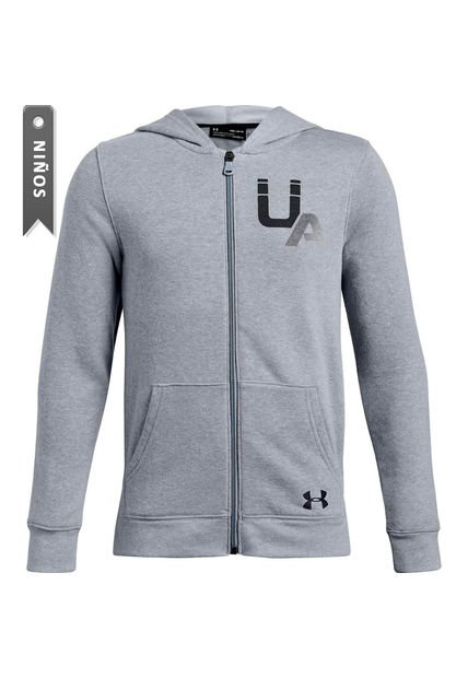 Hoodie Under Armour Rival Para Niño-Gris Claro