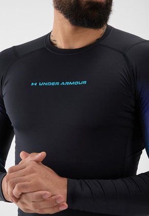 Camiseta Manga Larga Negro-Azul UNDER ARMOUR HeatGear Novelty