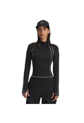 Camiseta De Compresión Manga Larga Mujer Under Armour CG TEXTURED 1/2 ZIP Negro Under Armour