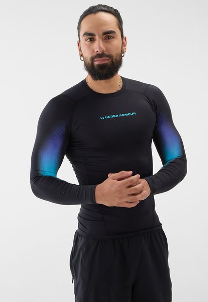 Camiseta Manga Larga Negro-Azul UNDER ARMOUR HeatGear Novelty