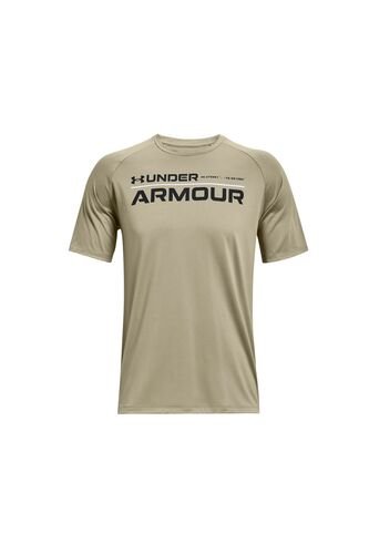 Camiseta Beige-Negro Under Armour Tech 2.0 Wordmark Under Armour