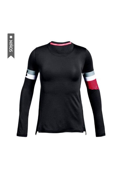 Camiseta Under Armour Heatgear Long Sl Para Niñas-Negro