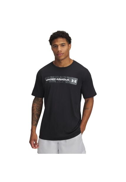 Camiseta Hombre Under Armour CAMO CHEST STRIPE SS Negro Under Armour