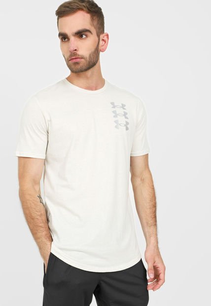Camiseta Blanco Hueso-Gris UNDER ARMOUR Triple Stack Logo
