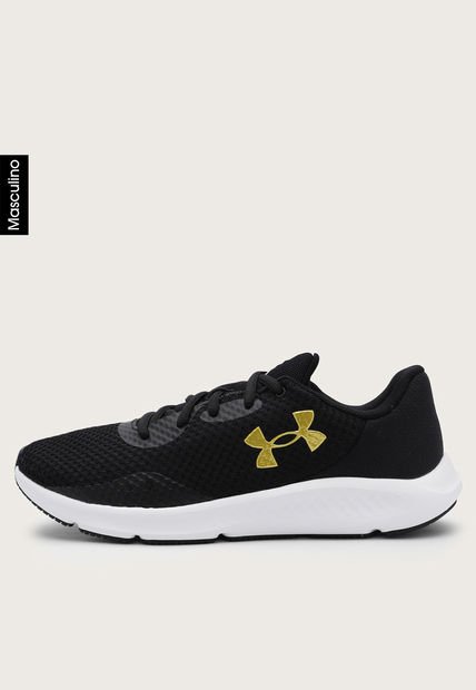 Tenis Running Negro-Dorado-Blanco UNDER ARMOUR Charged Pursuit 3