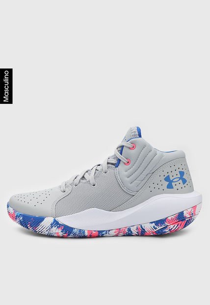 Tenis Basketball Gris-Blanco-Azul-Rosa Neón UNDER ARMOUR Jet '21