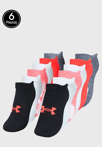 Medias X6 Coral-Blanco-Gris-Negro UNDER ARMOUR Essentials No Show – 6-Pack