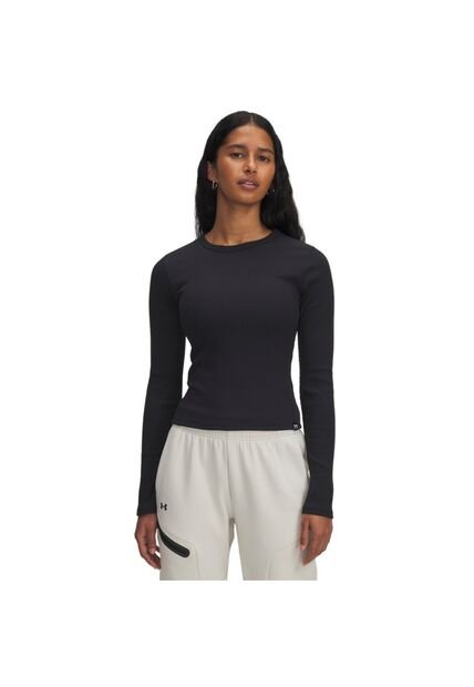 Camiseta Manga Larga Mujer Under Armour UA RIVAL RIB LS Negro Under Armour