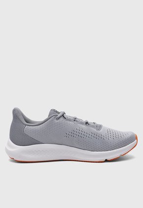 Tenis Running Gris-Blanco-Naranja UNDER ARMOUR Charged Pursuit 3 Big Logo